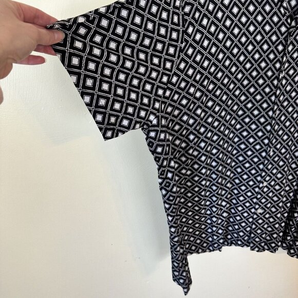 Shaquille O'Neil Mens Black & White Geometric Short Sleeve Collared Shirt Top 3X - Picture 7 of 10